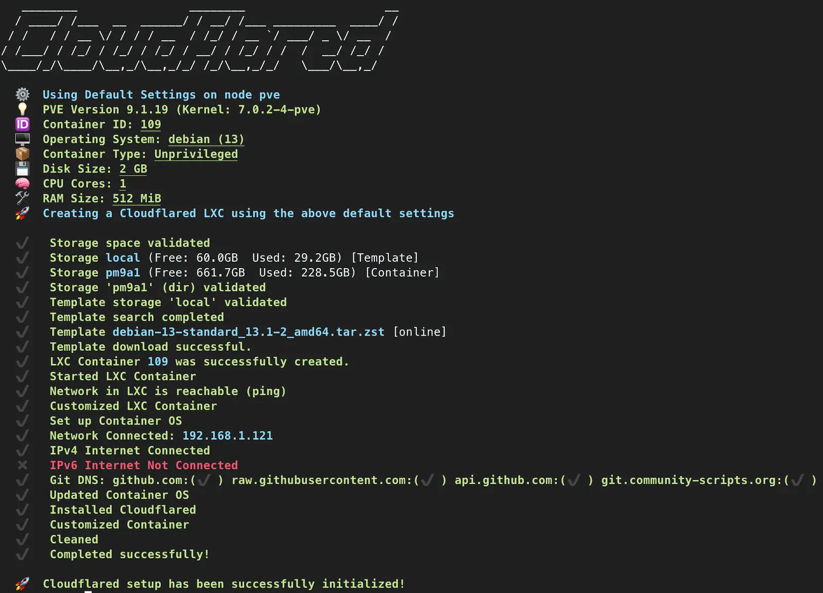Cloudflared install completed