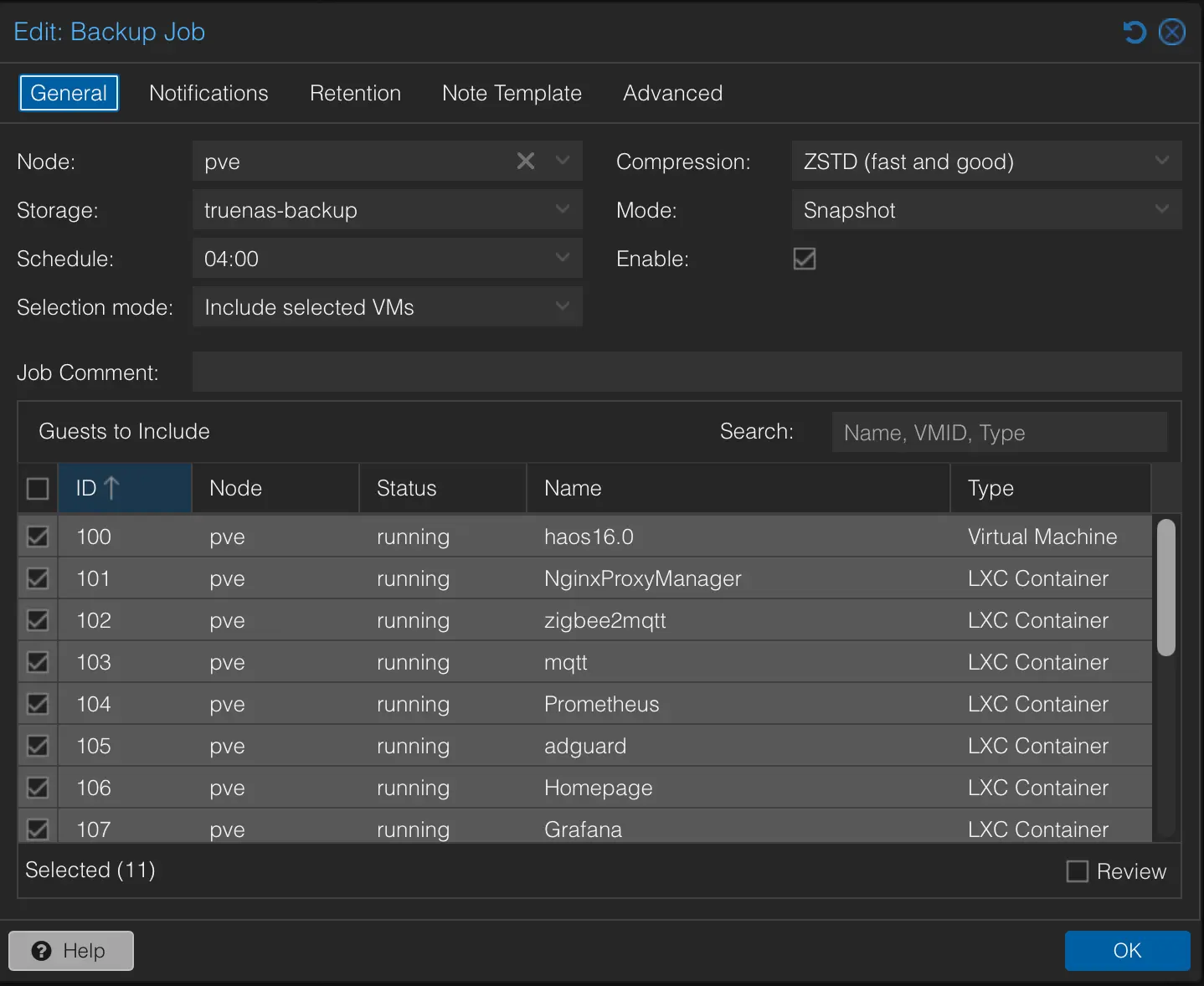 Proxmox vzdump backup with ZSTD compression